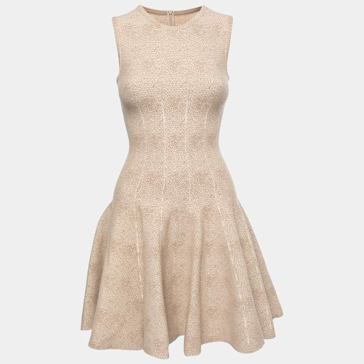 Alaia Beige Wool Blend Stretch Knit Skater Dress S Alaia | TLC
