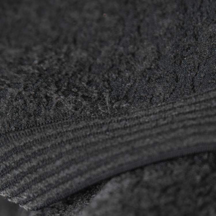 Pre Owned Alaia Black Textured Knit Flared Dress L