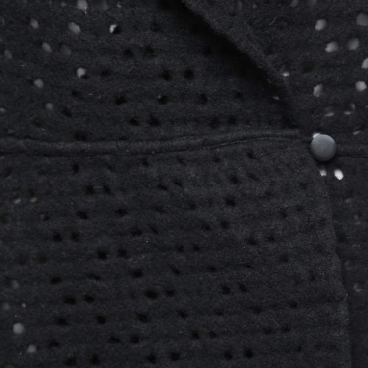 Pre Owned Alaia Black Perforated Wool Sleeveless Flared Vest Coat L