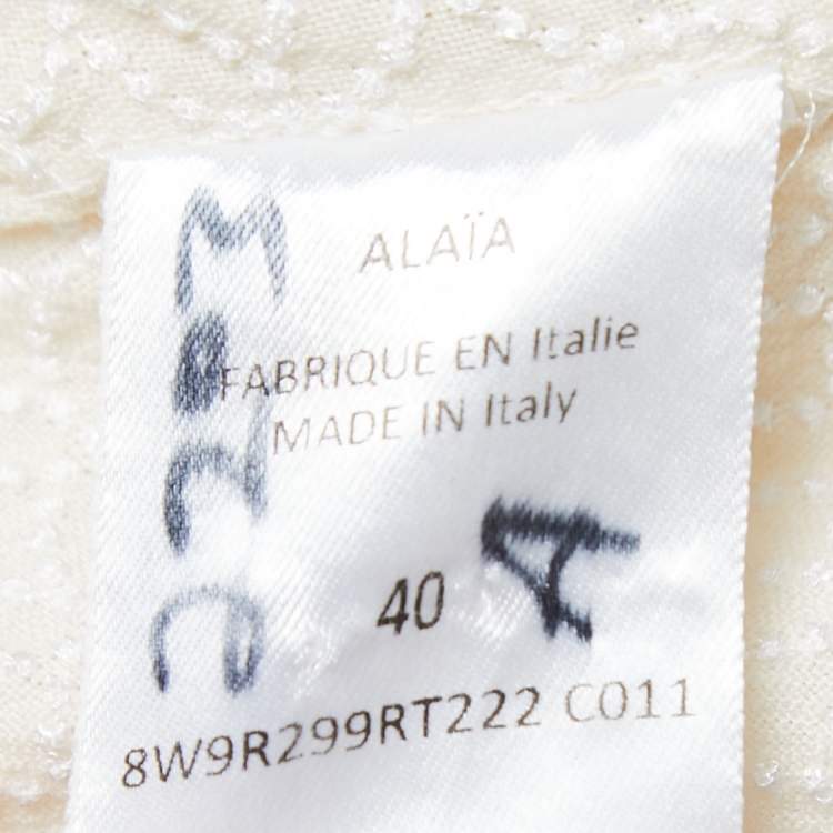 Pre Owned Alaia Cream Embroidered Crepe Drawstring Kimono Jacket M