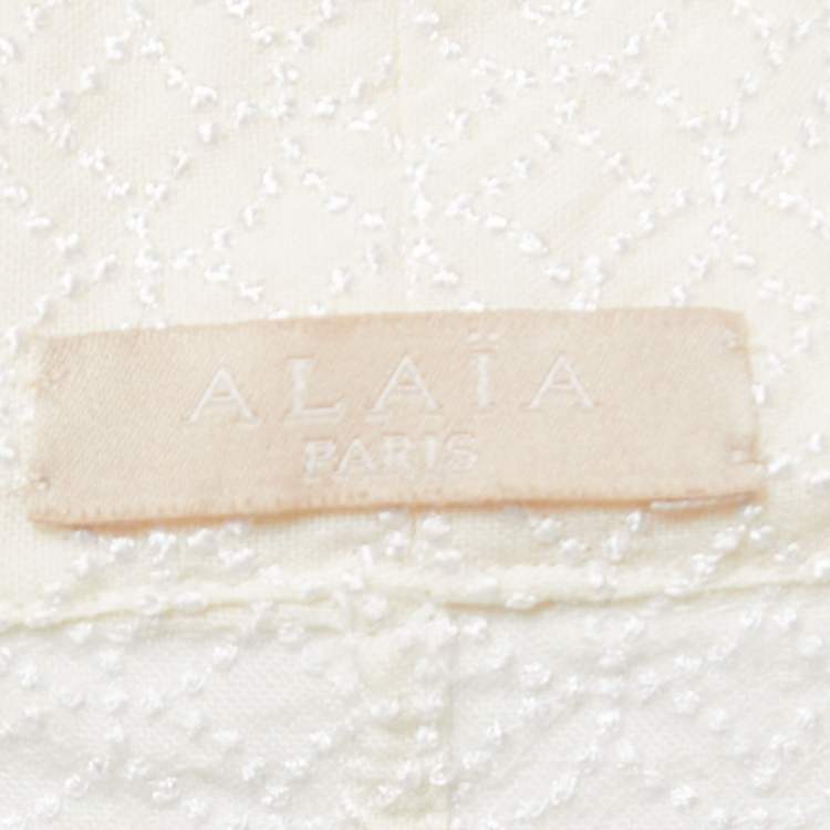 Pre Owned Alaia Cream Embroidered Crepe Drawstring Kimono Jacket M