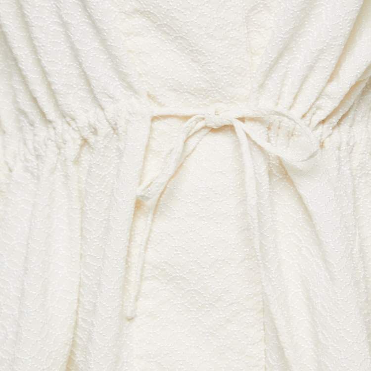 Pre Owned Alaia Cream Embroidered Crepe Drawstring Kimono Jacket M