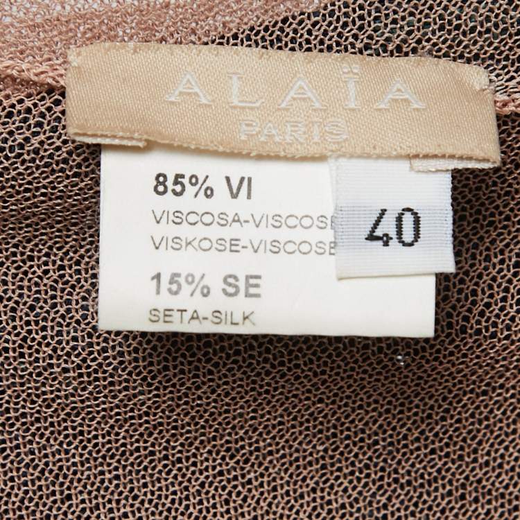Pre Owned Alaia Green/Blue Textured Viscose Flared Dress M