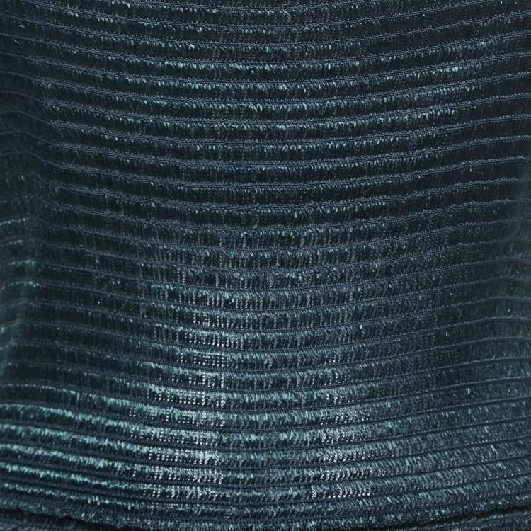 Pre Owned Alaia Green/Blue Textured Viscose Flared Dress M