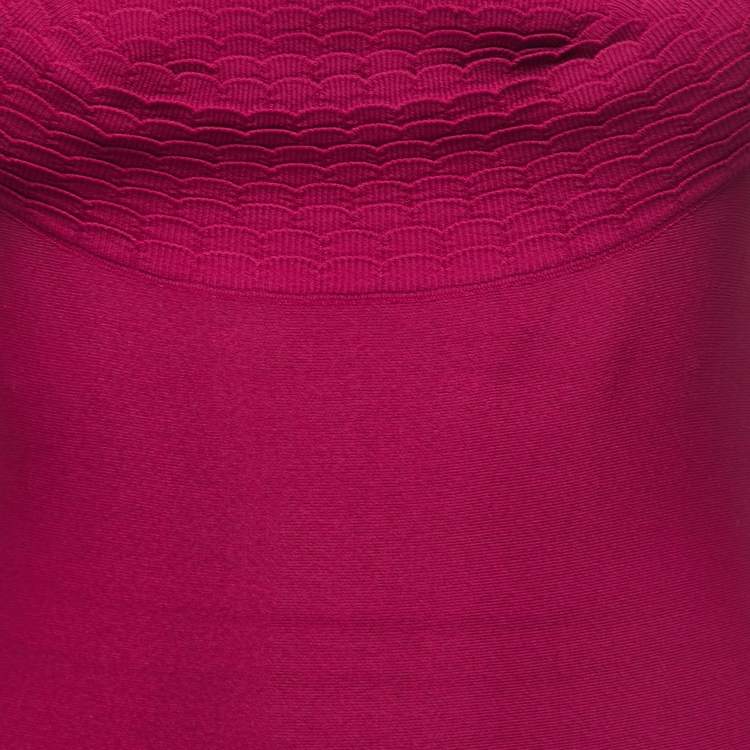 Pre Owned Alaia Purple Knit Scalloped Sleeveless Midi Dress S