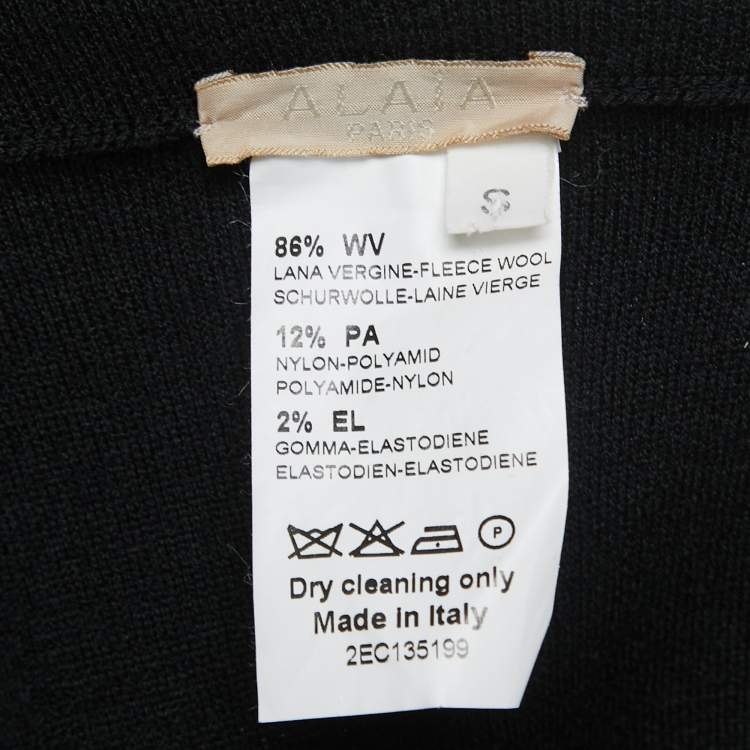 Pre Owned Alaia Black Wool Knit Flared Knee Length Skirt S