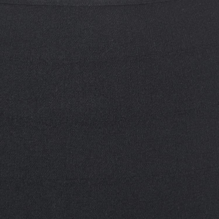 Pre Owned Alaia Black Wool Knit Flared Knee Length Skirt S