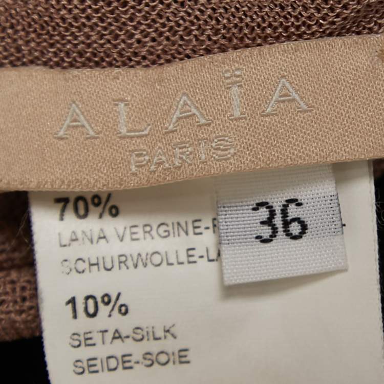 Pre Owned Alaia Black & Navy Blue Textured Knit Flared Mini Skirt S