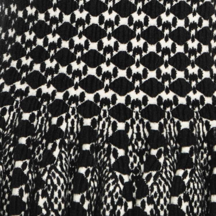 Pre Owned Alaia Black Patterned Wool Blend Sleeveless Short Dress M