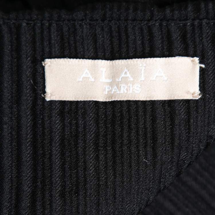 Pre Owned Alaia Black Wool Blend Corset Flare Mini Dress M