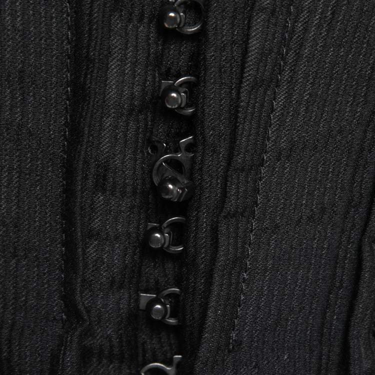 Pre Owned Alaia Black Wool Blend Corset Flare Mini Dress M