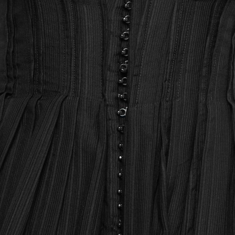 Pre Owned Alaia Black Wool Blend Corset Flare Mini Dress M