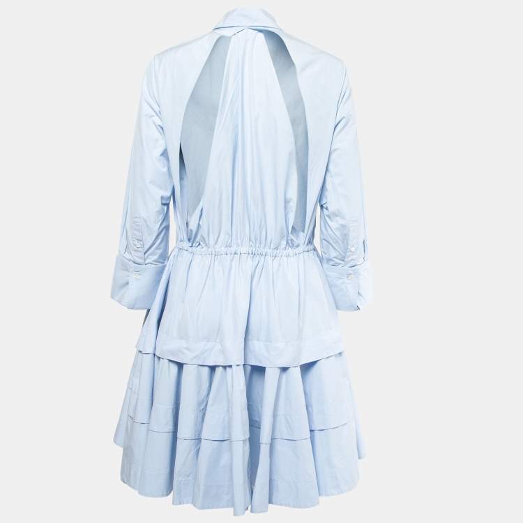 Pre Owned Alaia Blue Cotton Cutout Back Detail Shirt Dress M