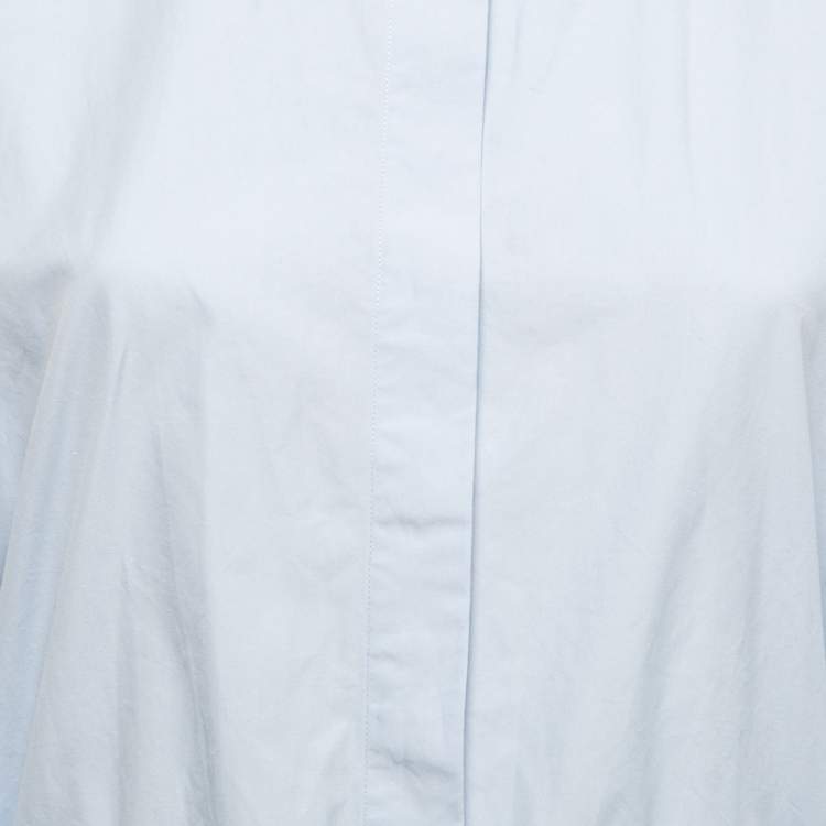 Pre Owned Alaia Blue Cotton Cutout Back Detail Shirt Dress M