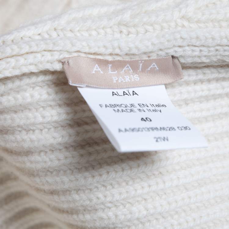 Pre Owned Alaia Cream Wool Peplum Cardigan M