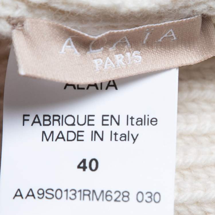 Pre Owned Alaia Cream Wool Peplum Cardigan M