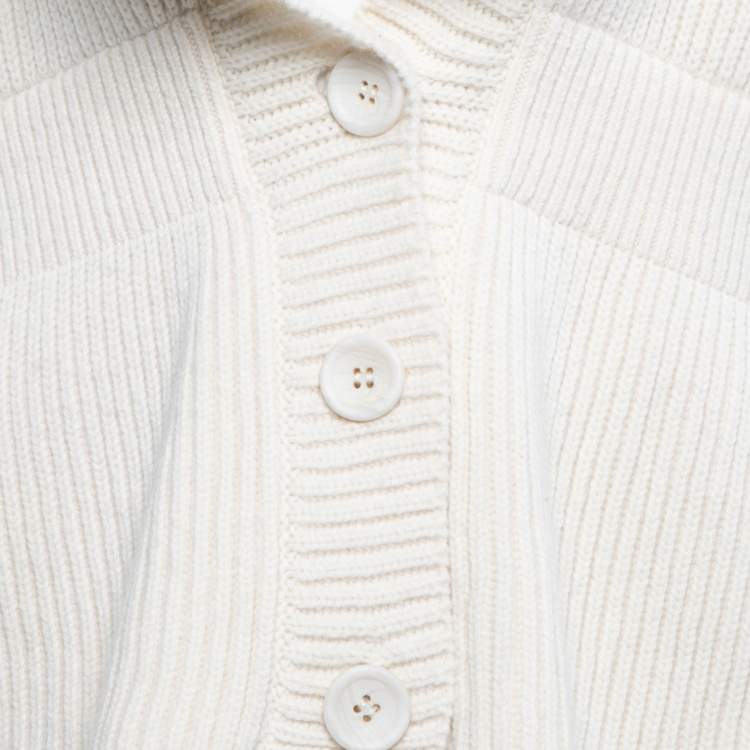 Pre Owned Alaia Cream Wool Peplum Cardigan M