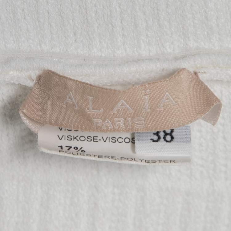 Pre Owned Alaia White Knit Sleeveless Flared Mini Dress M