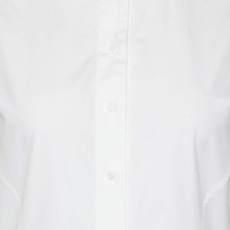 Pre Owned Alaia White Cotton Eyelet Tail Button Front Shirt M