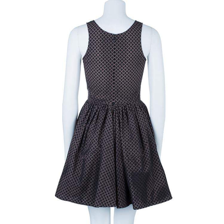 Pre Owned Azzedine Alaia Monochrome Flare Dress M