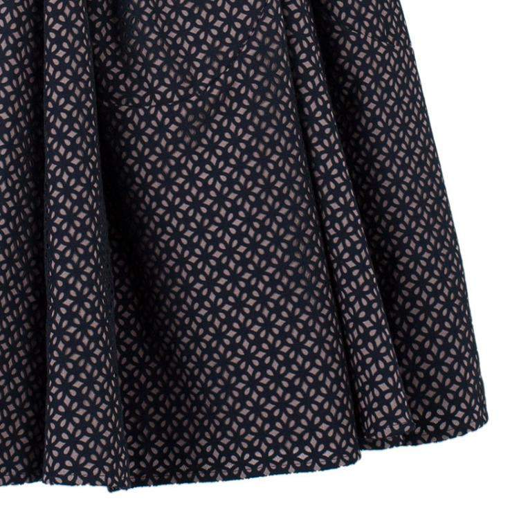 Pre Owned Azzedine Alaia Monochrome Flare Dress M
