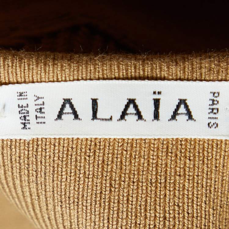 Pre Owned Alaia Brown Cotton Knit Capri Pants M
