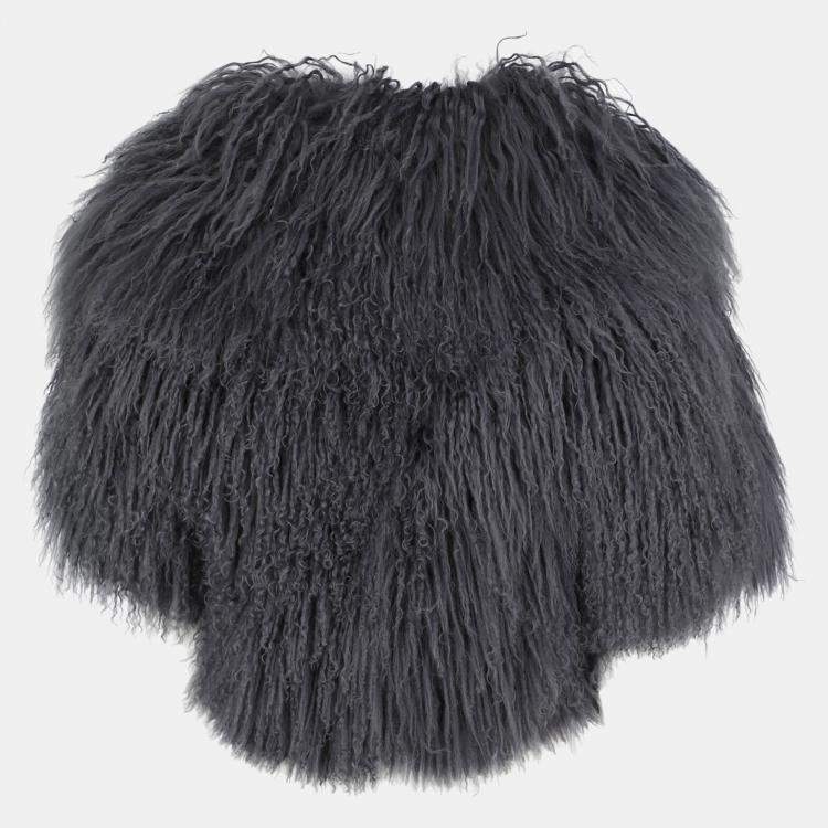 Pre Owned Alaia  Women's Leather Fur Coat - Grey - M