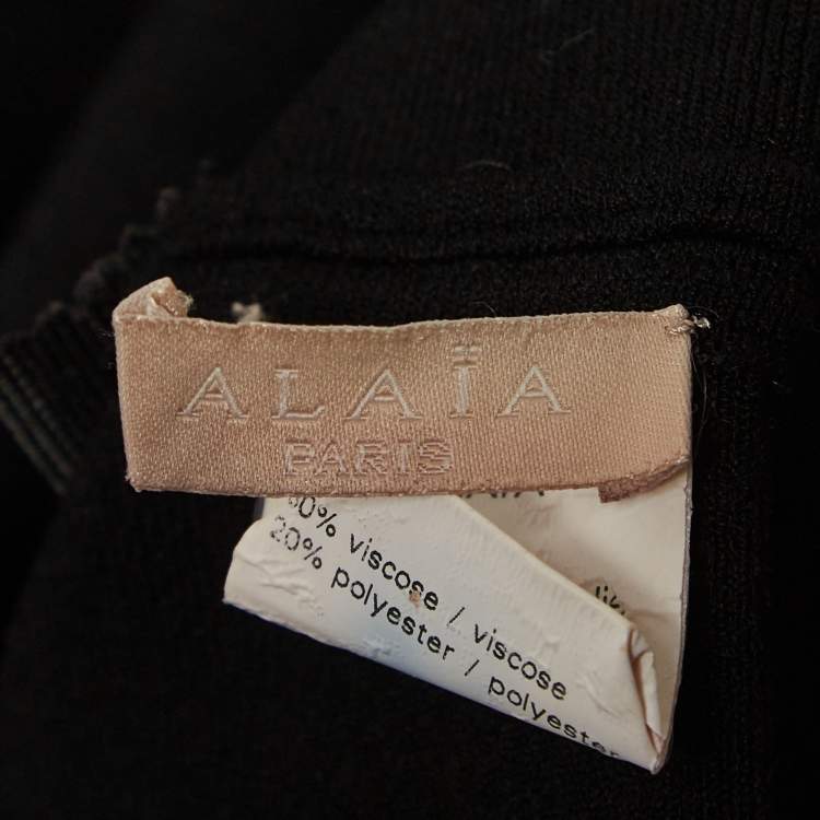 مملوكة مسبقًا Alaia Black Knit Cut-Out Detail Sleeveless Flared Dress M