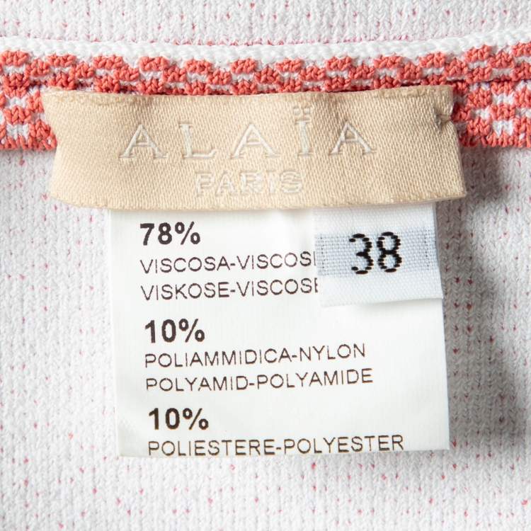Pre Owned Alaia Coral Pink Textured Knit Fit & Flare Dress M