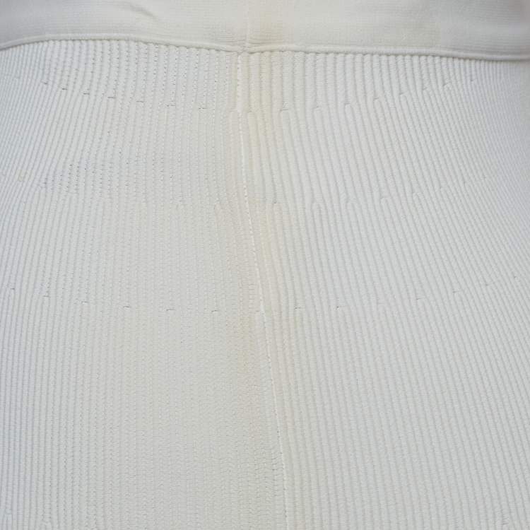 Pre Owned Alaia Off White Knit Fitted Maxi Skirt M