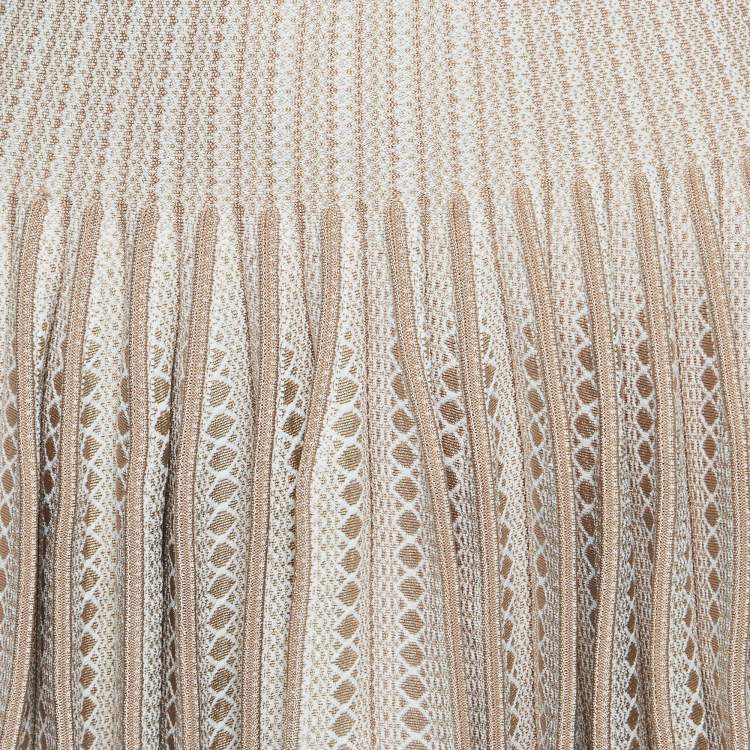 Pre Owned Alaia Beige Patterned Knit Sleeveless Mini Dress S