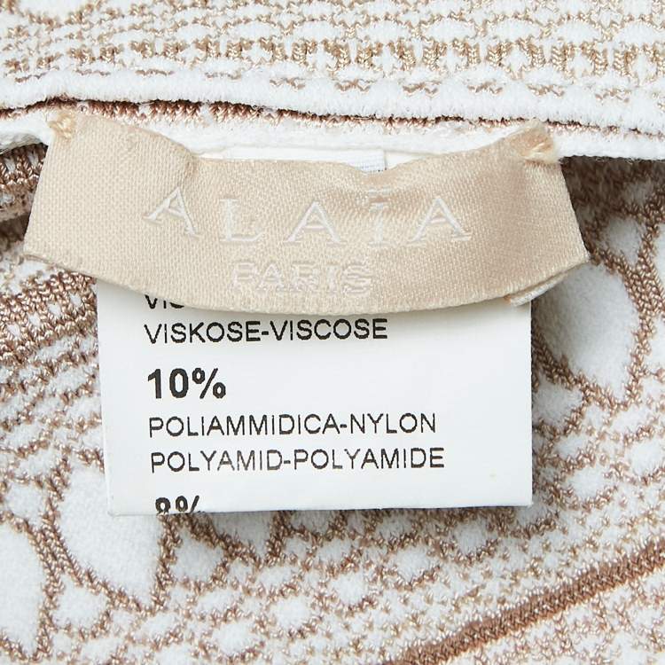 Pre Owned Alaia Beige Patterned Knit Sleeveless Mini Dress S