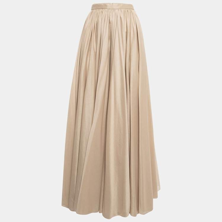 Pre Owned Alaia Brown Cotton Gathered Maxi Skirt S