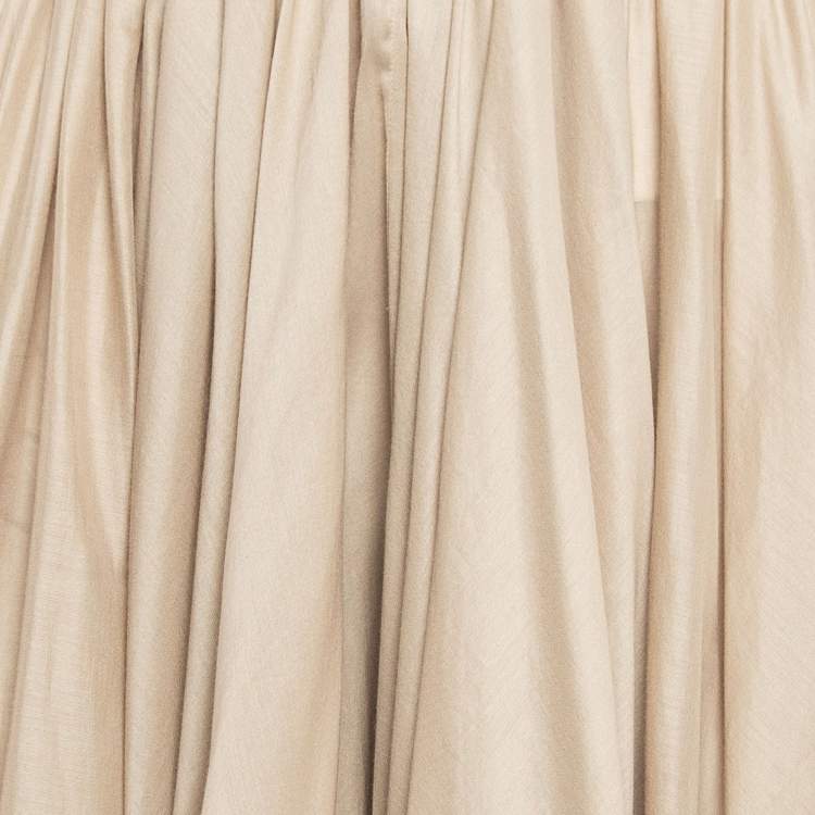 Pre Owned Alaia Brown Cotton Gathered Maxi Skirt S