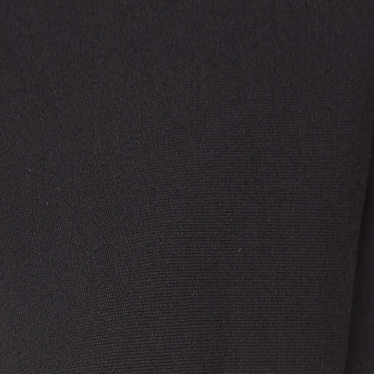 Pre Owned Alaia Black Knit Scallop Cut-Out Hem Cropped Cardigan L