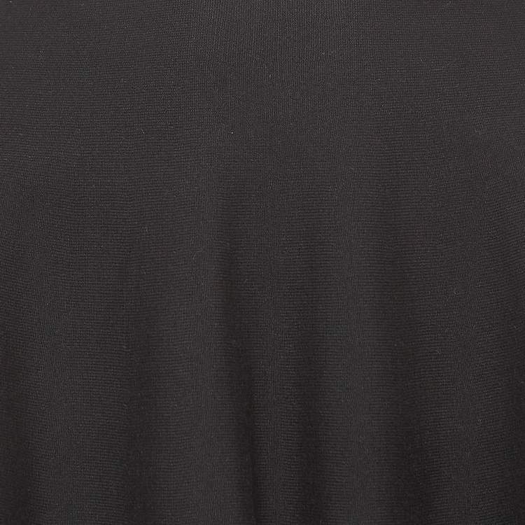Pre Owned Alaia Black Knit Scallop Cut-Out Hem Flared Mini Skirt M