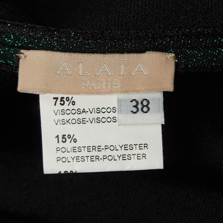 Pre Owned Alaia Green Lurex Knit Sleeveless Flared Mini Dress M