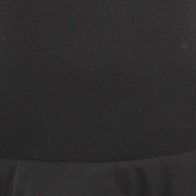 Pre Owned Alaia Black Rib Knit Exaggerated Hem Mini Dress M