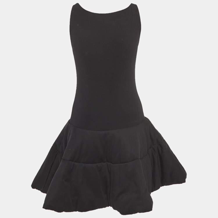 Pre Owned Alaia Black Rib Knit Exaggerated Hem Mini Dress M