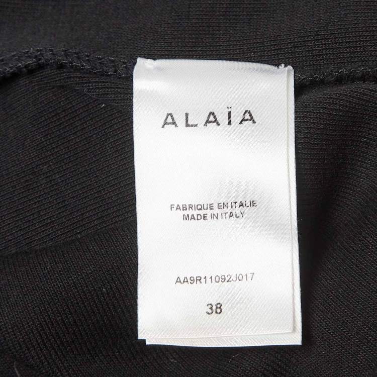 Pre Owned Alaia Black Rib Knit Exaggerated Hem Mini Dress M