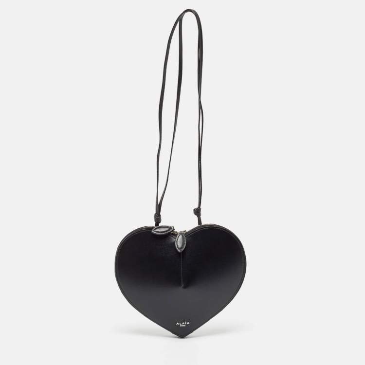 Pre Owned Alaia Black Leather Le Coeur Crossbody bag