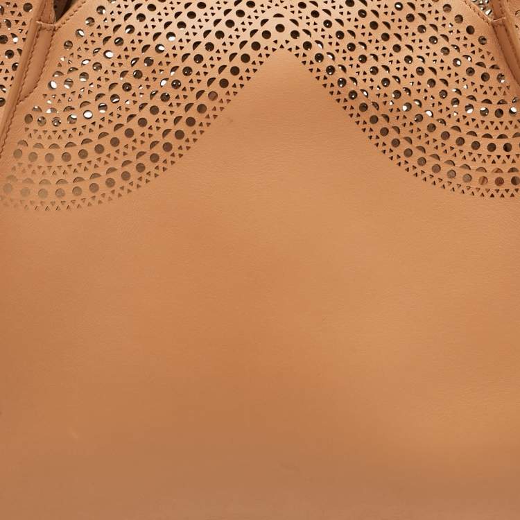 Pre Owned Alaia Brown Vienne Laser Cut Leather Large Lili Tote