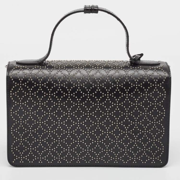Pre Owned Alaia Black Leather Studded Franca Top Handle Bag