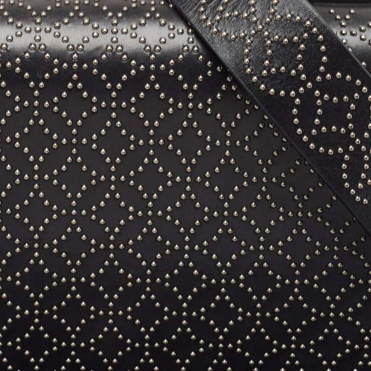 Pre Owned Alaia Black Leather Studded Franca Top Handle Bag