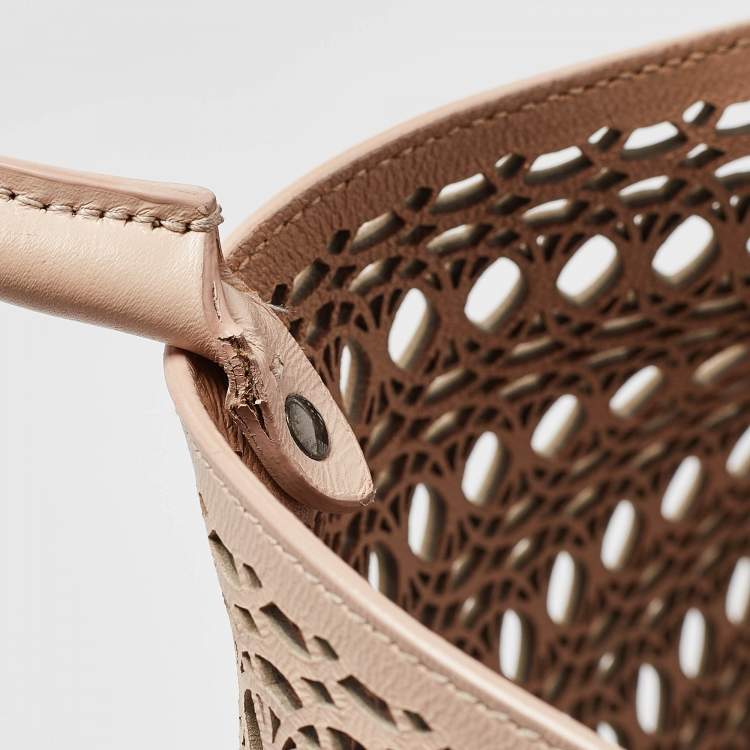 Pre Owned Alaia Beige Lasercut Leather Open Tote