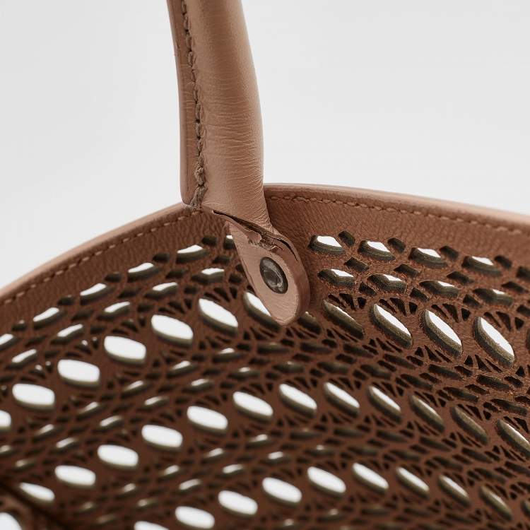 Pre Owned Alaia Beige Lasercut Leather Open Tote
