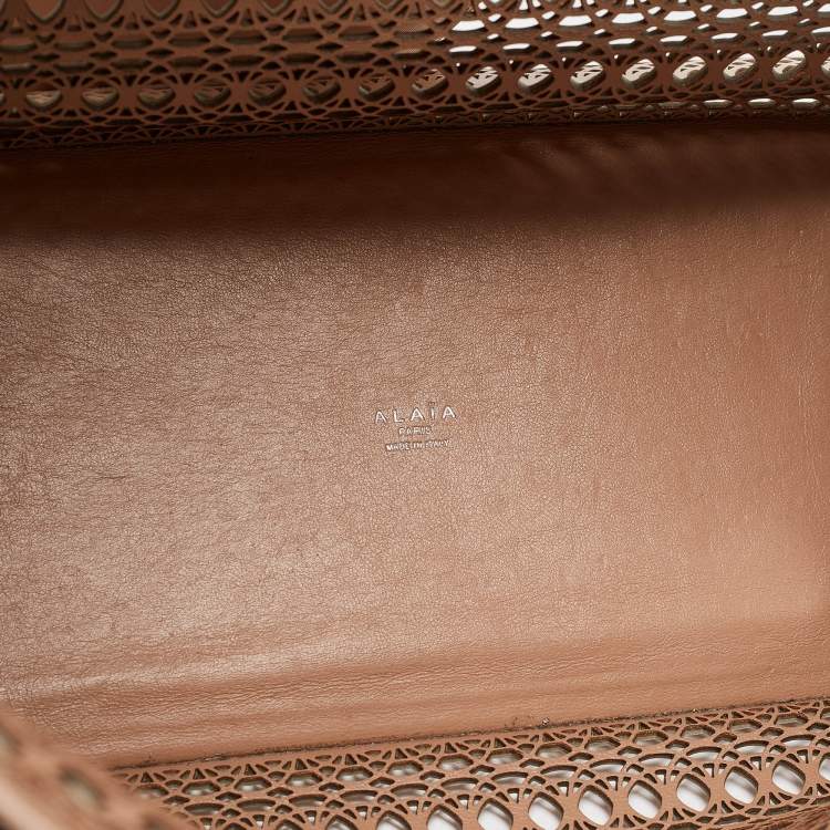 Pre Owned Alaia Beige Lasercut Leather Open Tote