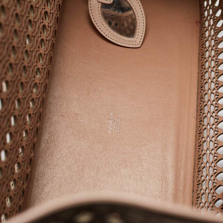 Pre Owned Alaia Beige Lasercut Leather Open Tote