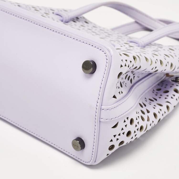Pre Owned Alaia Lilac Laser Cut Leather Le Mina 20 Tote