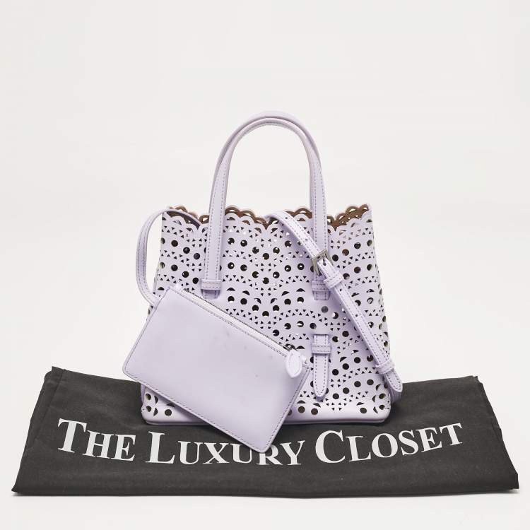 Pre Owned Alaia Lilac Laser Cut Leather Le Mina 20 Tote